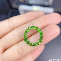 kjjeaxcmy fine jewelry 925 sterling silver natural diopside girl new luxury pendant necklace support test chinese style