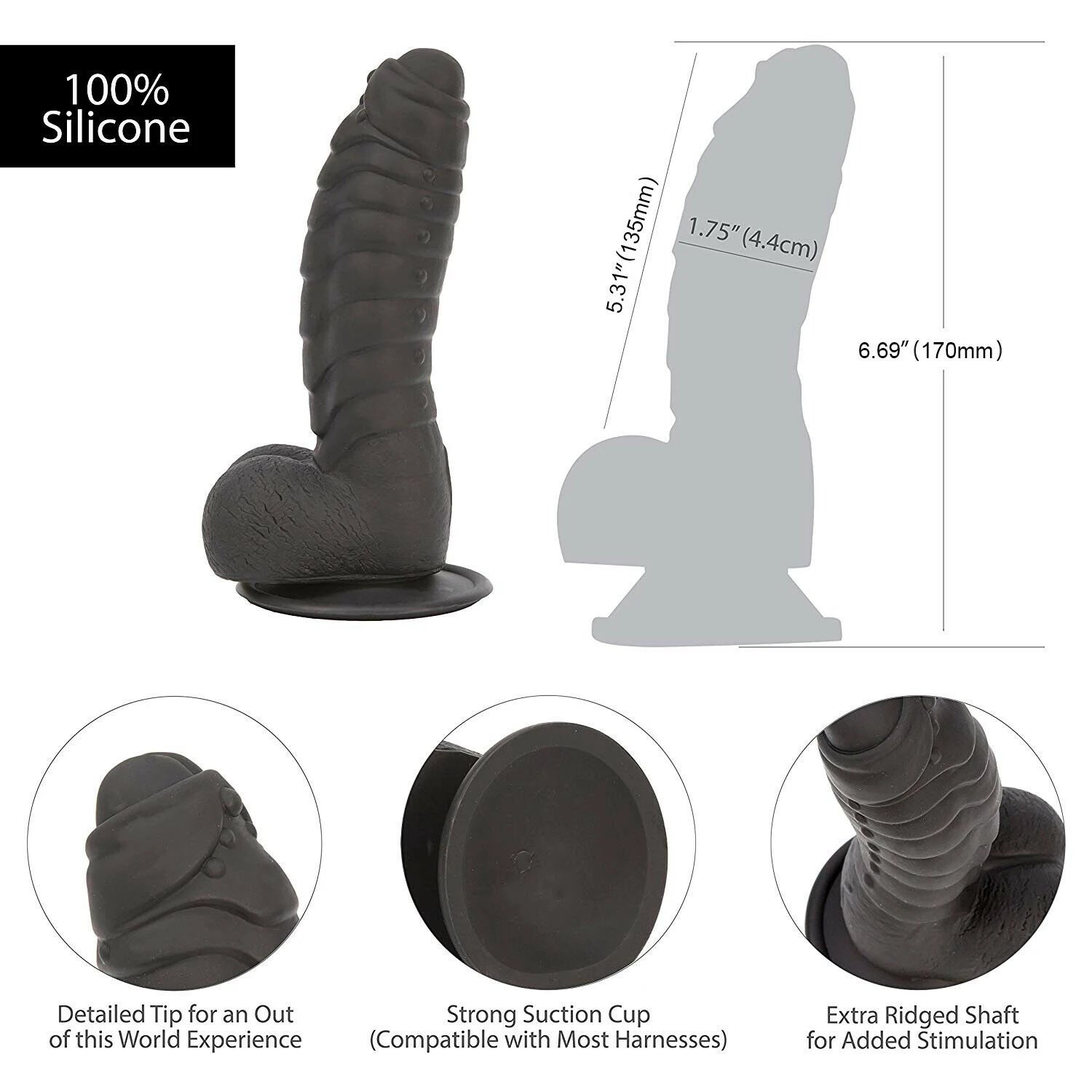 HIMALL Realistic Big Dildo Life like Large Dong With Suction Cup and Nubs Soft Anal Plug Adult Sex Toy | Красота и здоровье