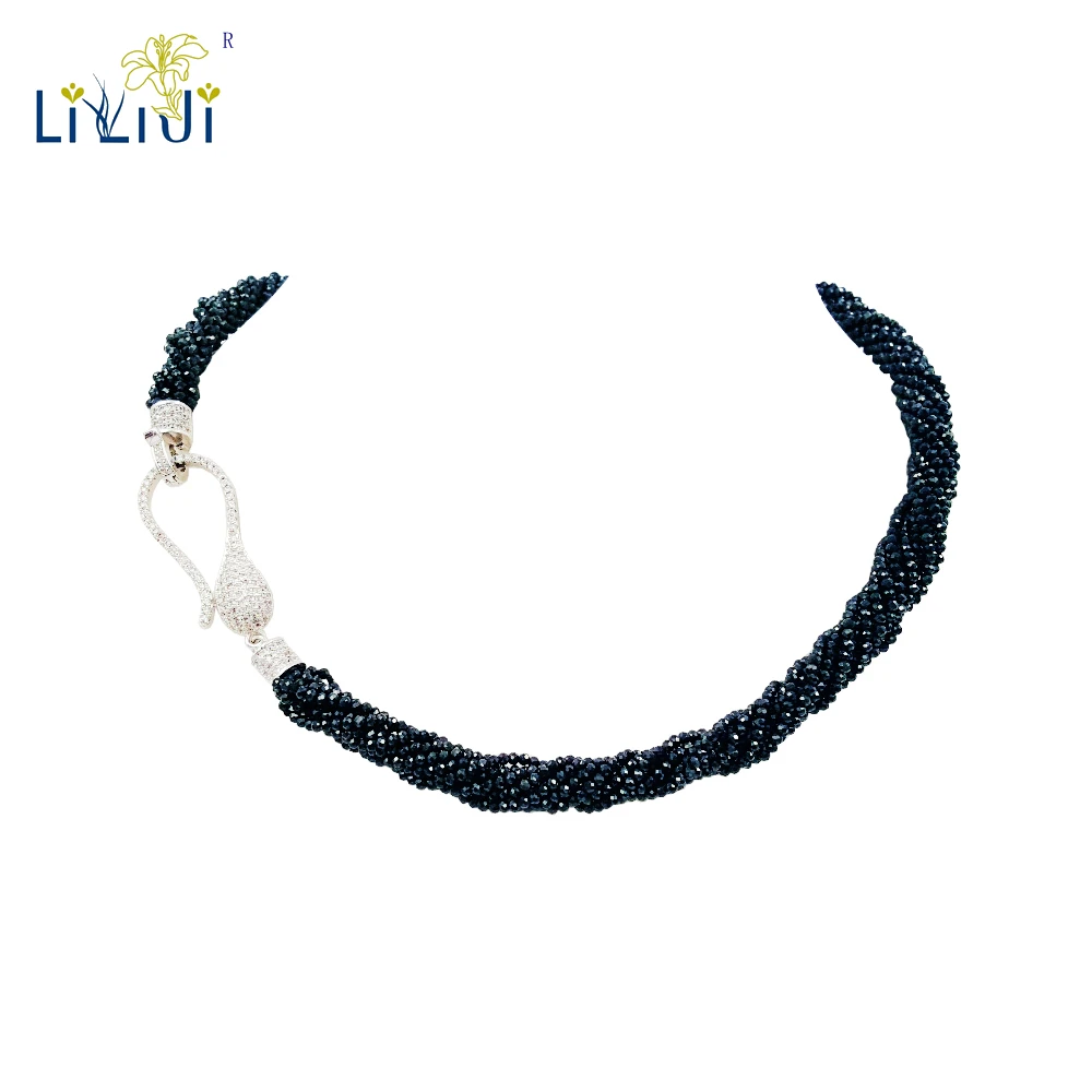 Lii Ji уникальный настоящий черный Шпинель Сияющий граненый бисер 8 рядов эффектное