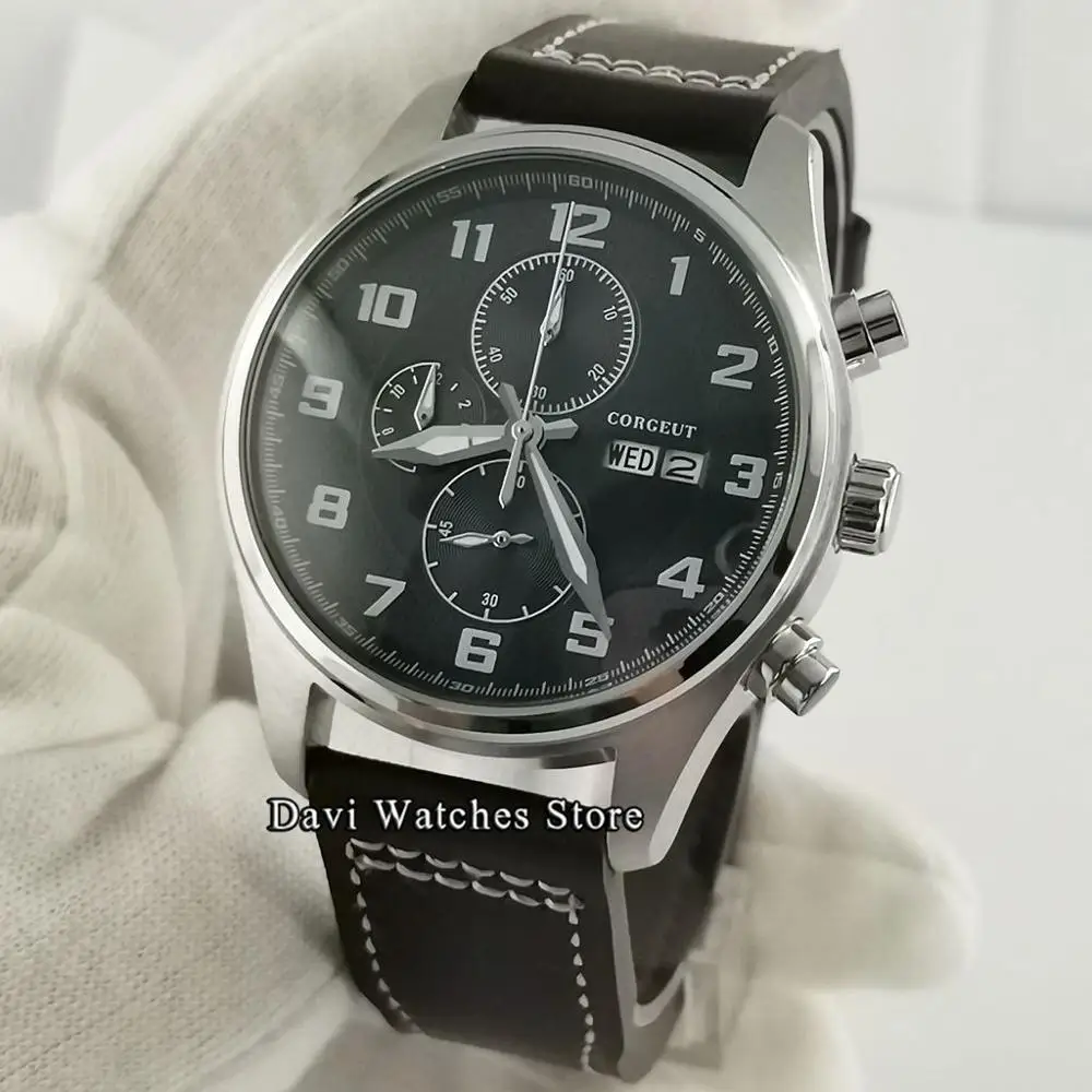 

41mm Black Dial Quartz Mens Watches 316L stainless steel case Multifunction calendar date luminous hands man wristwatches