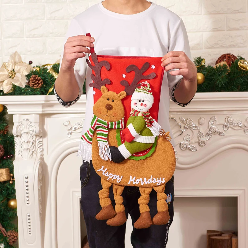Рождественские чулки носки кошка собака лось украшения для нового года