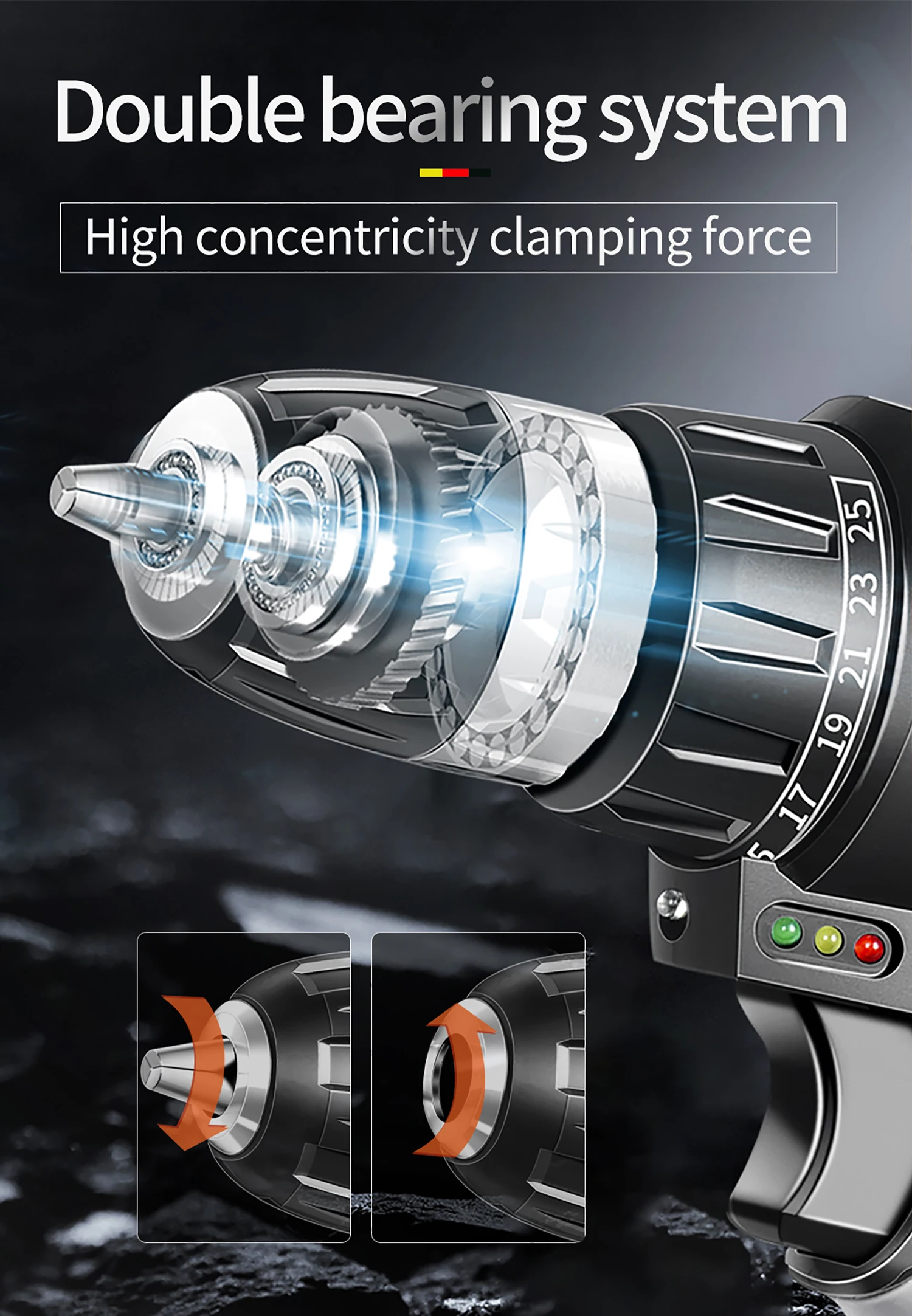 

21V Cordless Drill Dirve Tool Kit Electric Copper Cordless Power Hand Drill Fast Charger Torque Setting Max Torque 30N.m 3/8