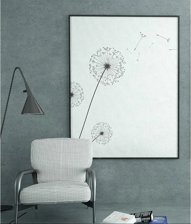 Настенная Картина на холсте нордическая минималистическая картина Одуванчик