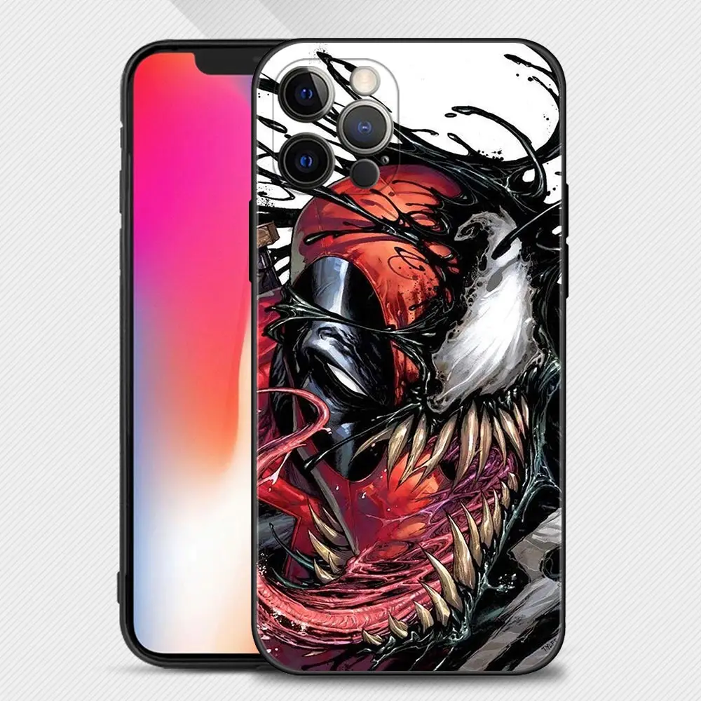 Venom MARVEL Phone Case For iPhone 14 13 12 11 Pro Max Mini XS Max XR X 7 8 Plus 6S Black Cover Silicone Shell Fundas