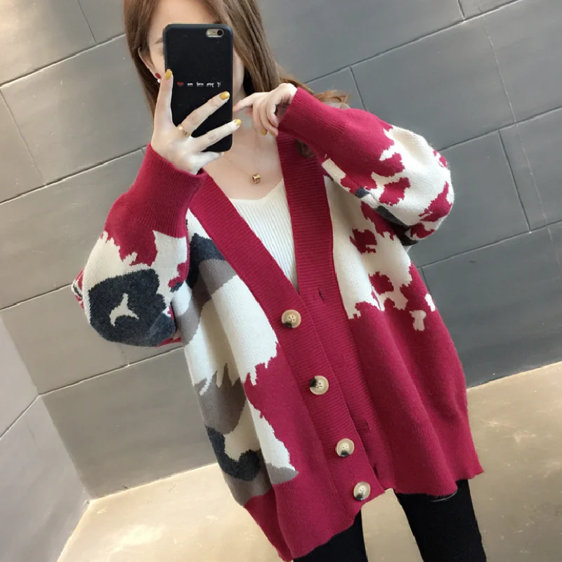 

Женский трикотажный кардиган на пуговицах, пушистый свободный свитер в Корейском стиле, Повседневная Уличная одежда Y2k на осень,