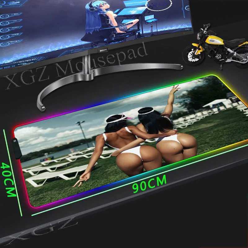 

Большой игровой коврик для мыши XGZ с фиксацией по краям, Гавайские сексуальные сестры, фото на заказ, компьютерный Настольный коврик, скорос...