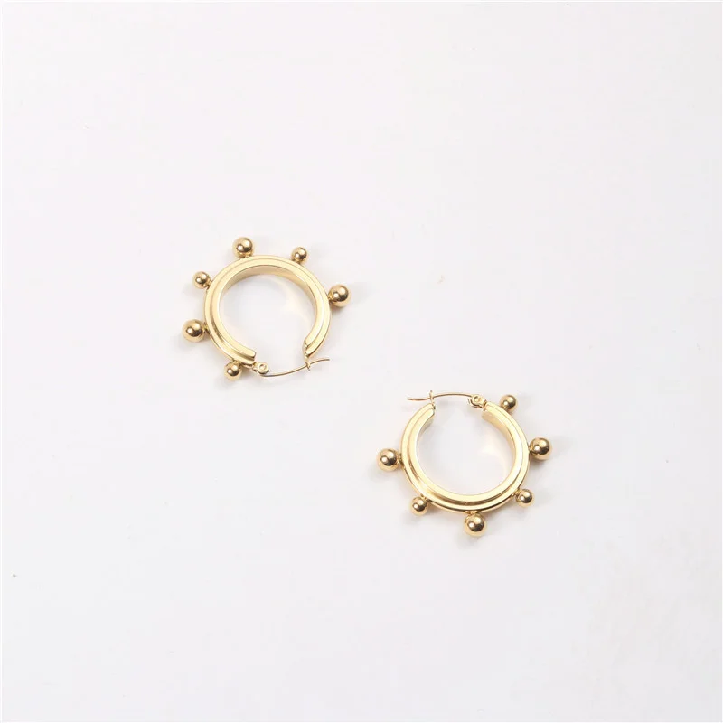 

Stainless Steel Punk Round Hoop Earrings Bead Designer Gift For Women's Design Simple New Style Fashion Jewelry 2021 Trend