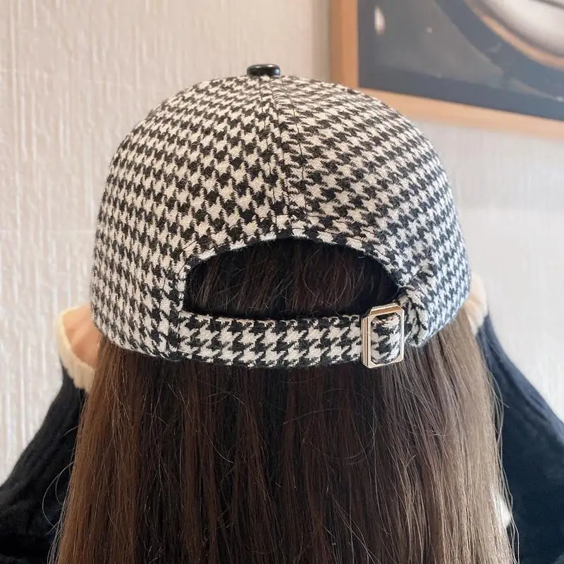 British Houndstooth Face Caps For Women Men Streetwear Checked Snapback Hip Hop Baseball Cap Bone Trucker Hat Chapeau Homme