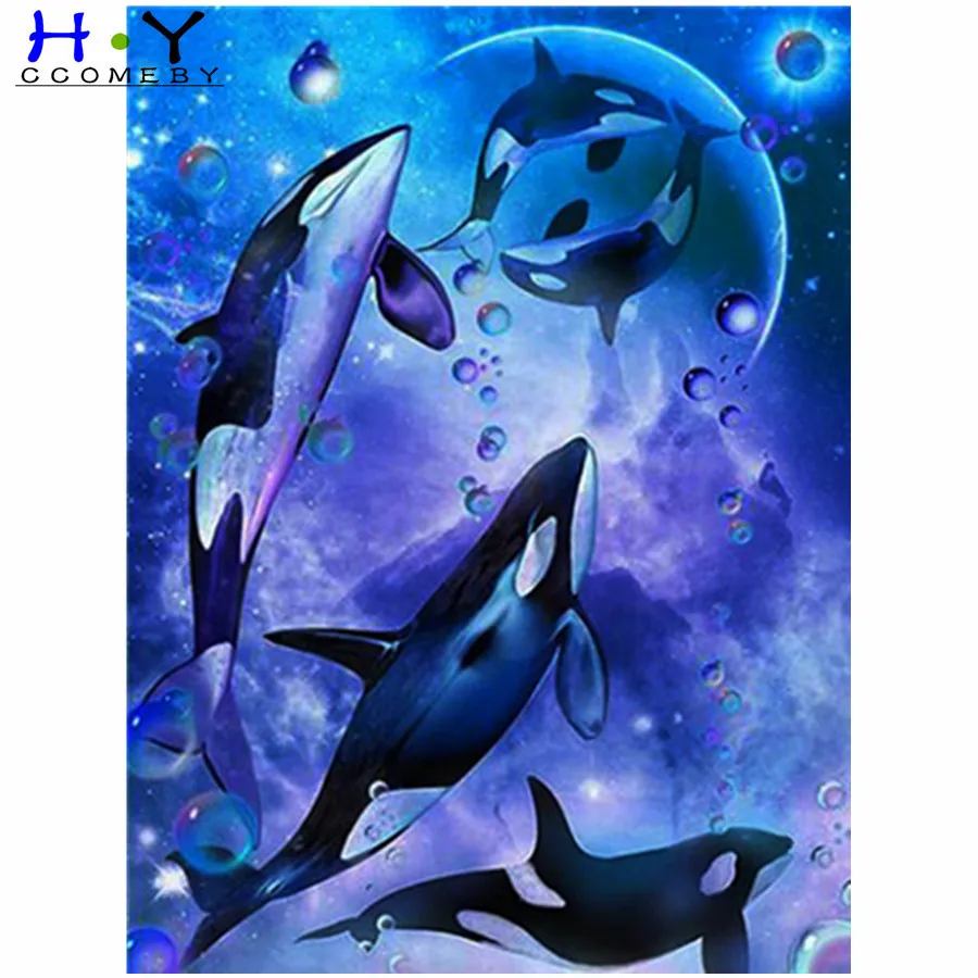 

Алмазная 5D картина «сделай сам», вышивка крестиком с дельфином, мозаика для домашнего декора