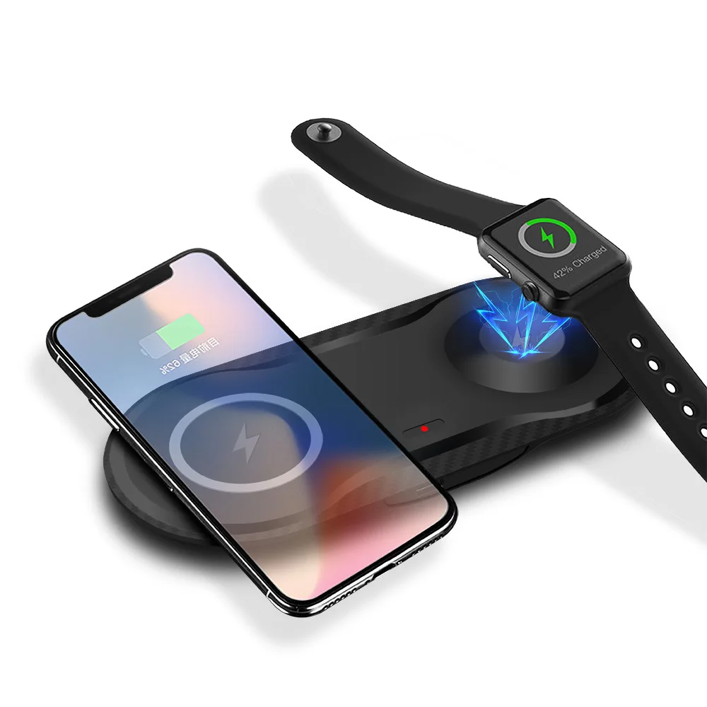 Watch and Phone FDGAO Qi Беспроводное зарядное устройство для Airpods Apple Watch 5 4 3 2 1 iWatch 10 Вт Быстрая зарядка для iPhone 11 Pro XS XR X 8 samsung S10 - Цвет: Watch and Phone