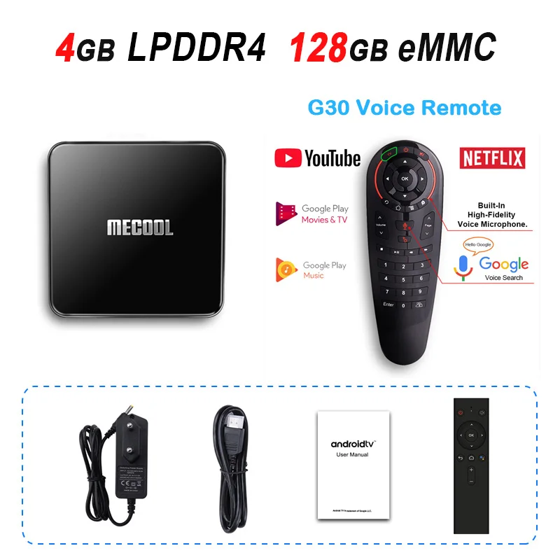4GB 128GB G30 MECOOL KM3 ТВ редкий Смарт ТВ-бокс Google Сертифицированный Android 9,0 ТВ-приставка 4 Гб LPDDR4 128 ГБ Amlogic S905X2 2,4G 5G двойной Wifi BT4.0 4K - Цвет: 4GB 128GB G30