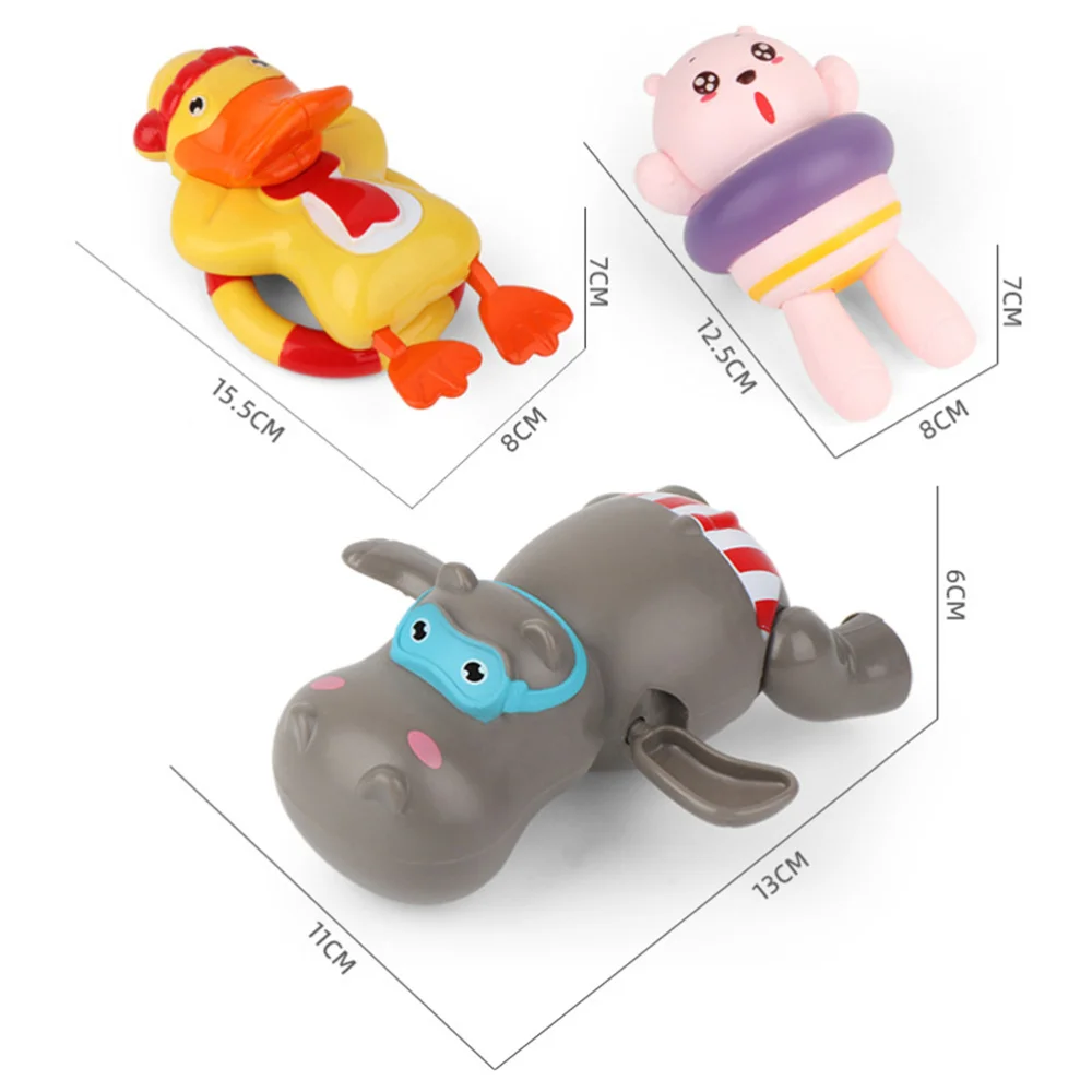 

3PC Bath Clockwork Wind-up Spring Animal Bathing Cartoon Animal Bathtub Funny Clockwork Showering for Bathroom B