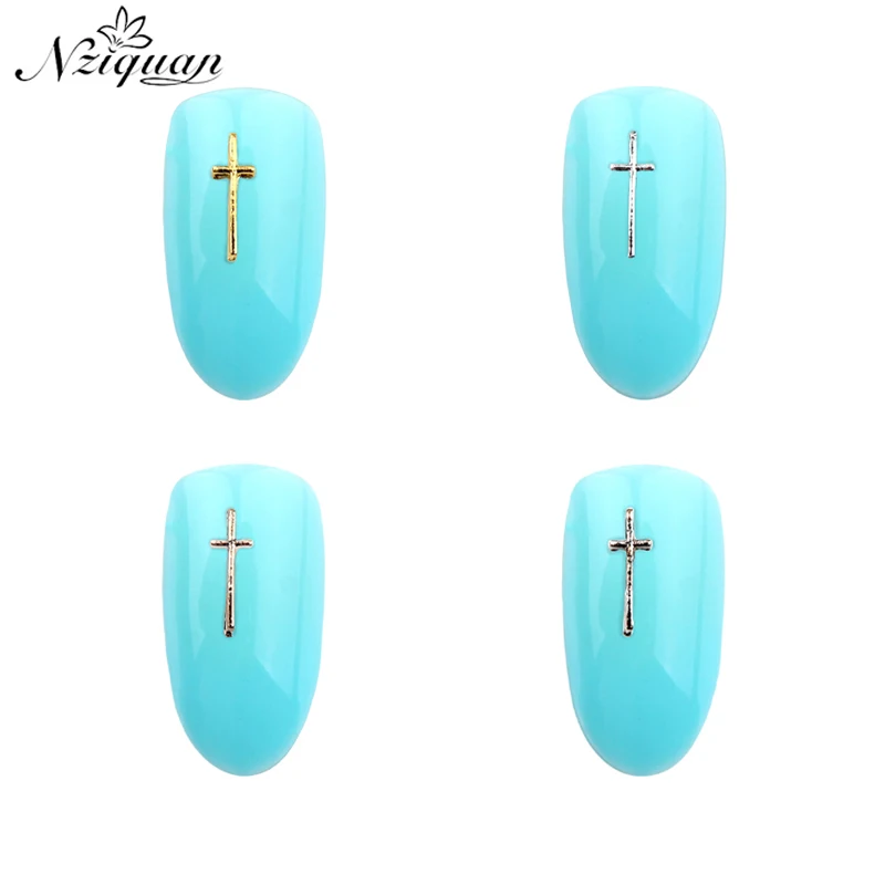 

NZIQUAN50PCS Cross Multicolor Nail Decoration Sticker Glamour Metal Nail Decoration Nail Art DIY Nail Decoration