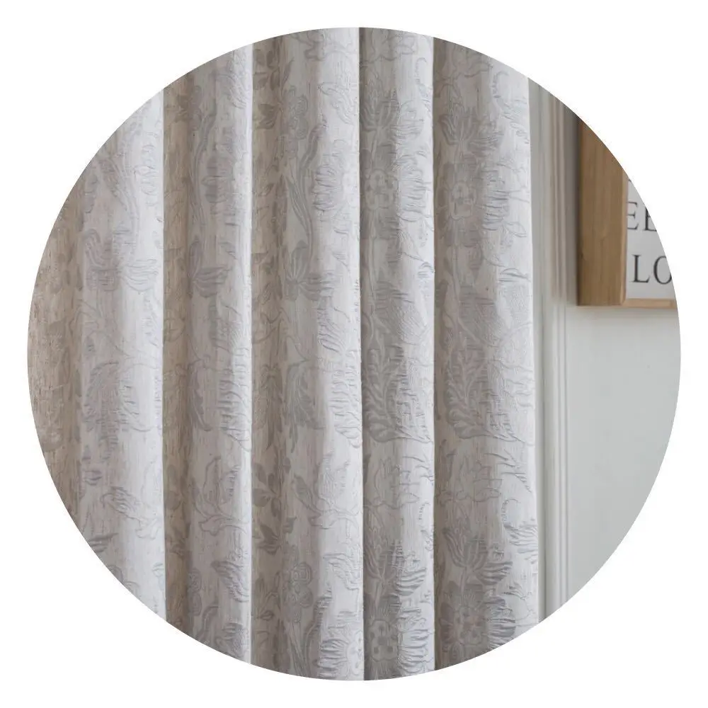 

New Chinese Curtains for Living dining Room Bedroom Plain Jacquard Curtain Polyester Cotton Linen Fabric Dark Pattern Curtains