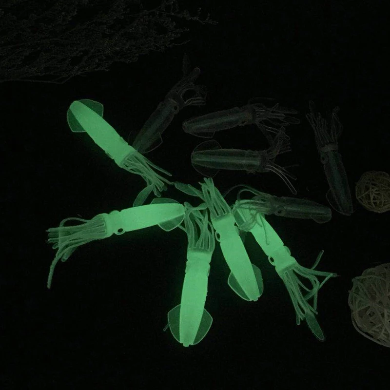 

1PCS 10cm 8g Luminous Squid Jigs Silicone Sea Fishing Soft Baits Fishing Tackle