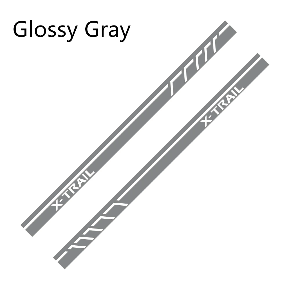 Glossy Gray 2 шт. автомобильные боковые полосы наклейки для NISSAN X-TRAIL DIY Автомобильная виниловая пленка Стайлинг наклейка украшение автомобиля Принадлежности для тюнинга - Название цвета: Glossy Gray
