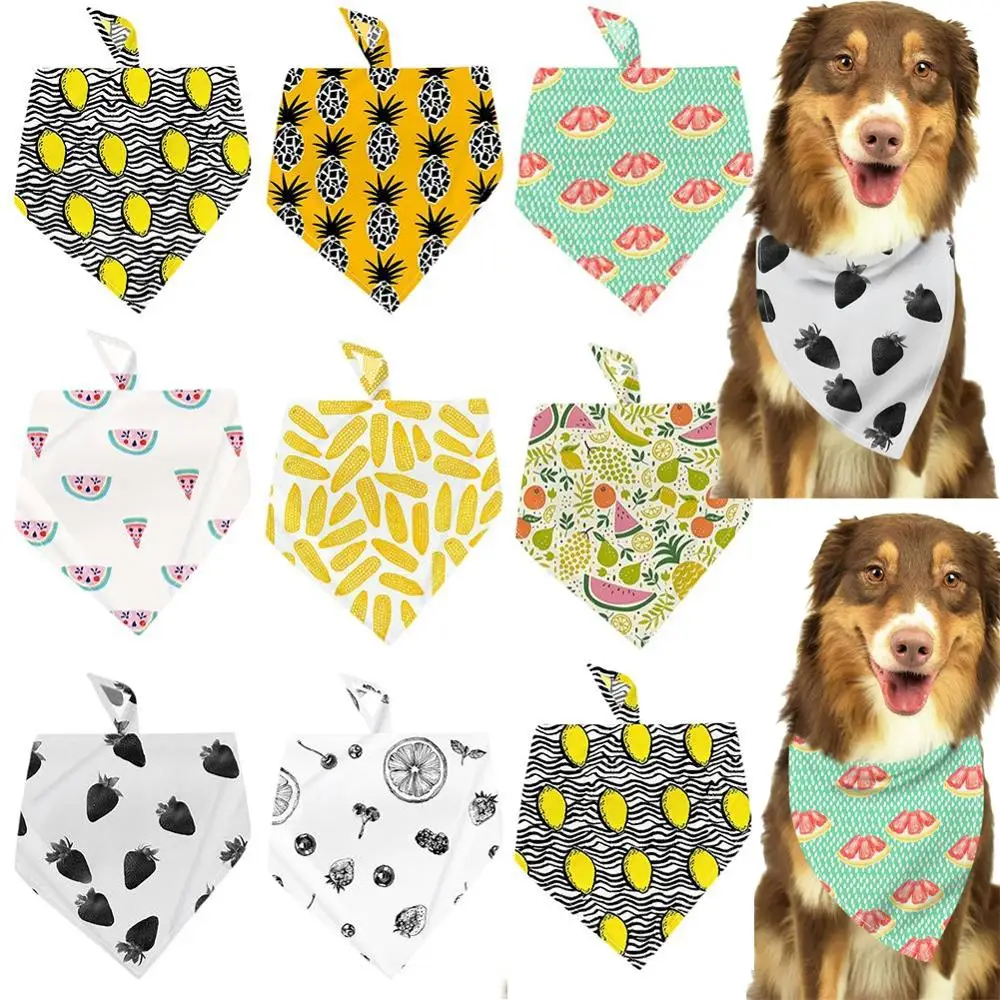

Pet Dog Comfortable Neckerchief Adjustable Size Cute Fruit Pattern Triangular Bandage Saliva Towel