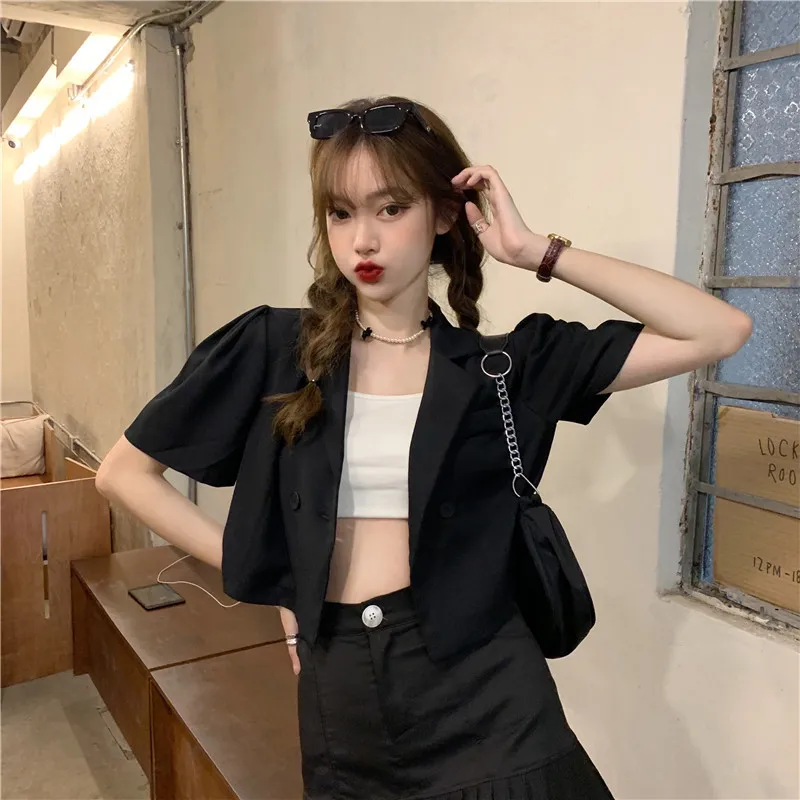 

White short-sleeved suit jacket women's summer 2021 new style thin loose casual temperament short suit jacket