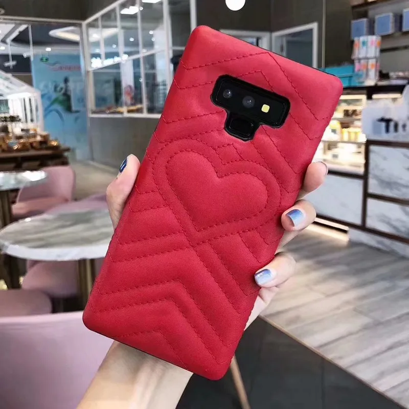 Red SYCASE роскошный GG кожаный чехол для телефона samsung S8 S9 S10 Plus Lite Note8 Note9 женский дизайнерский логотип Чехол - Цвет: Red