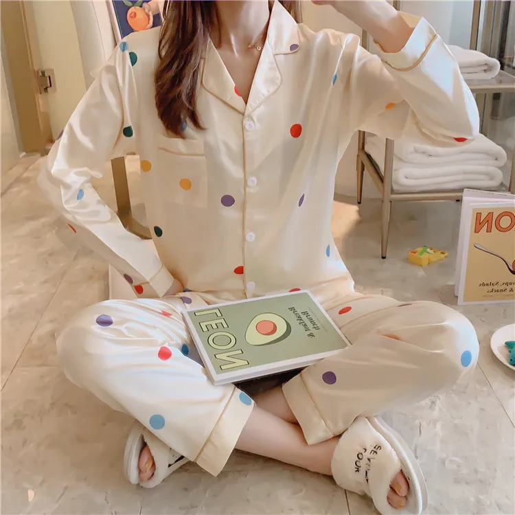 Весенние женские атласные шелковые пижамы комплекты со штанами размера плюс 5XL