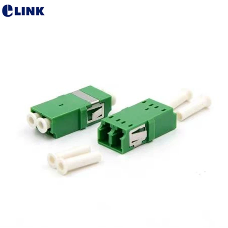 

100pcs LC APC duplex Single mode flangeless fiber optic adapter green LC ftth coupler DX without flange free shipping IL<0.2dB