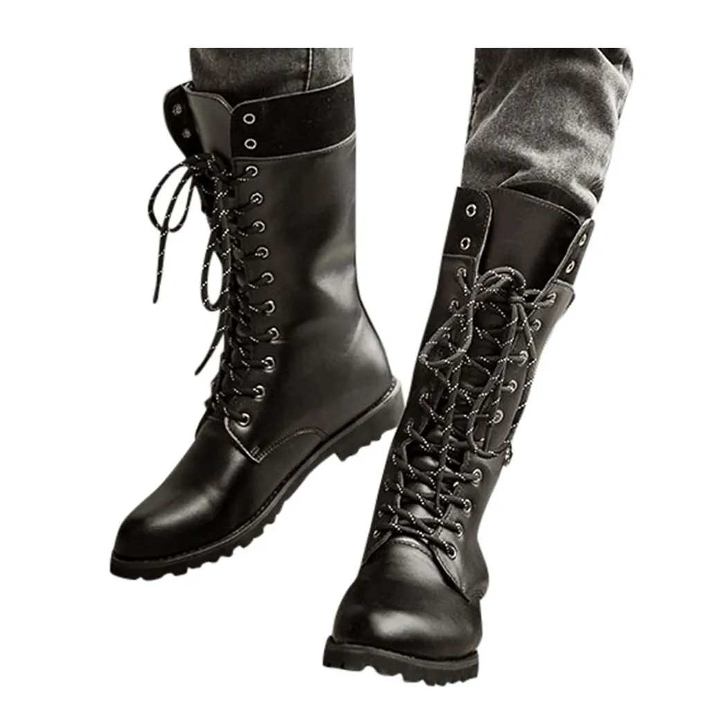 Мужские ботинки на низком каблуке со шнуровкой в западном стиле Ботинки