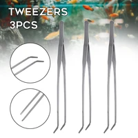 new 3pcs fish tank water plants stainless steel elbowstraight tweezers aquarium planting clip tool cleaning tools pet supplies