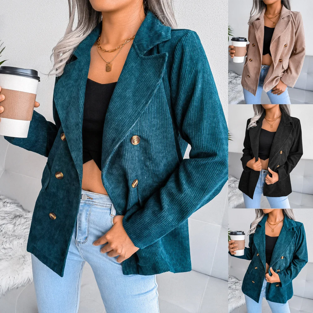 

Ins style 2021 autumn winter double breasted ladies Blazer Jacket Women's wear outerwear womens tops and blouses