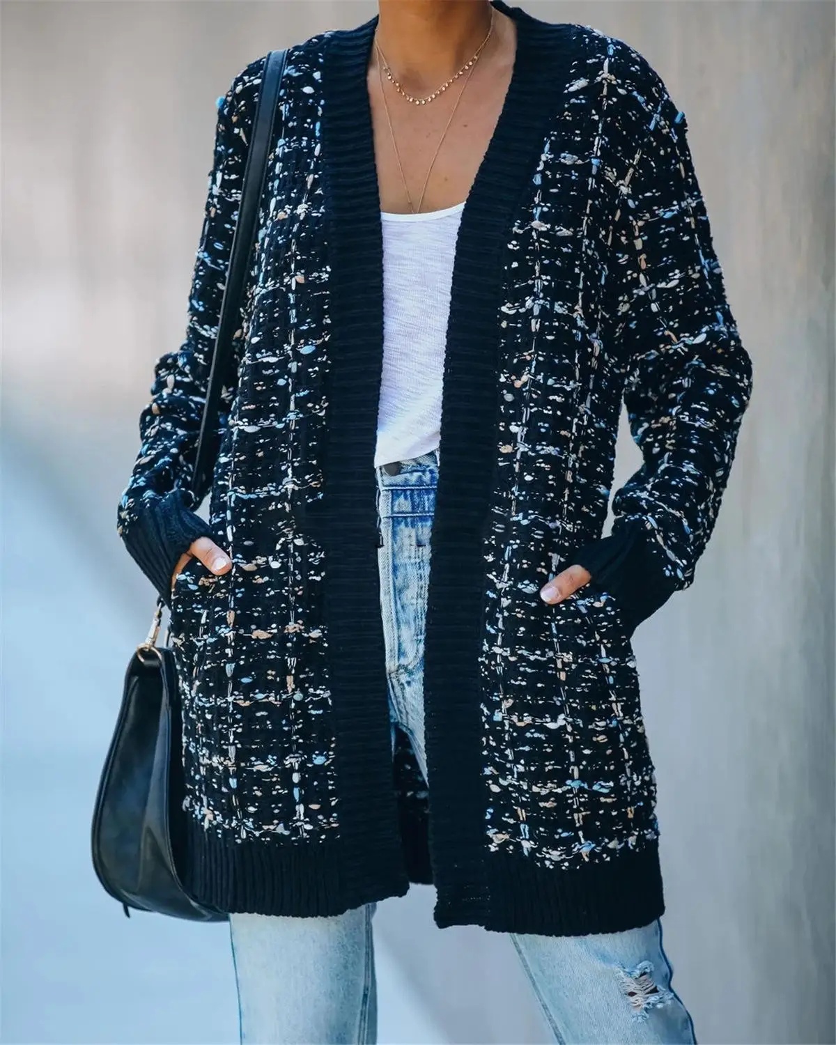 

Women fashion multicolor patchwork sweater cardigans Streetwear autumn winter long sleeve sweater long coat ropa de mujer 2020