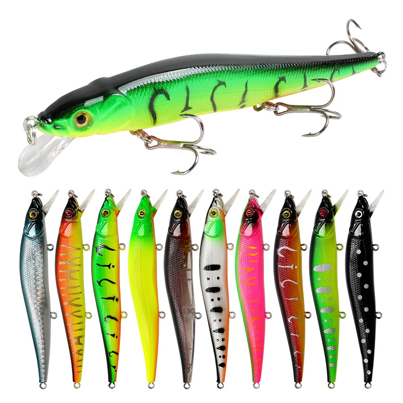

10pcs/lot Floating Minnow Fishing Lures 11.5cm 14g Hard Artificial Bait 3D Eyes Crankbait wobblers Bass Pike Carp Fishing Tackle