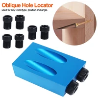 woodworking oblique hole locator drill bits pocket hole jig kit 15 degree angle drill guide set hole puncher diy carpentry tools
