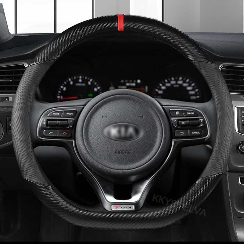

D Type Stering Wheel Cover Wrap For Kia Stinger Soul 2018-2021 Picanto X-line Morning Ceed GT Stonic Sportage Proceed K5 Optima