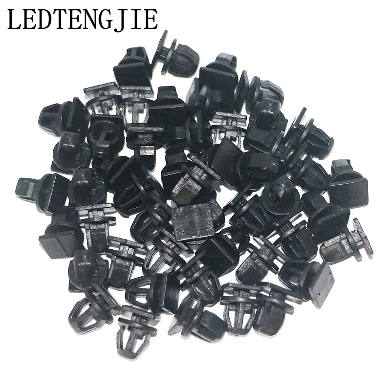 

LEDTENGJIE 50PCS Black Plastic Auto Fasteners Clips Car Door Trim Panel Bumper Cover Automotive Fasteners For Renault