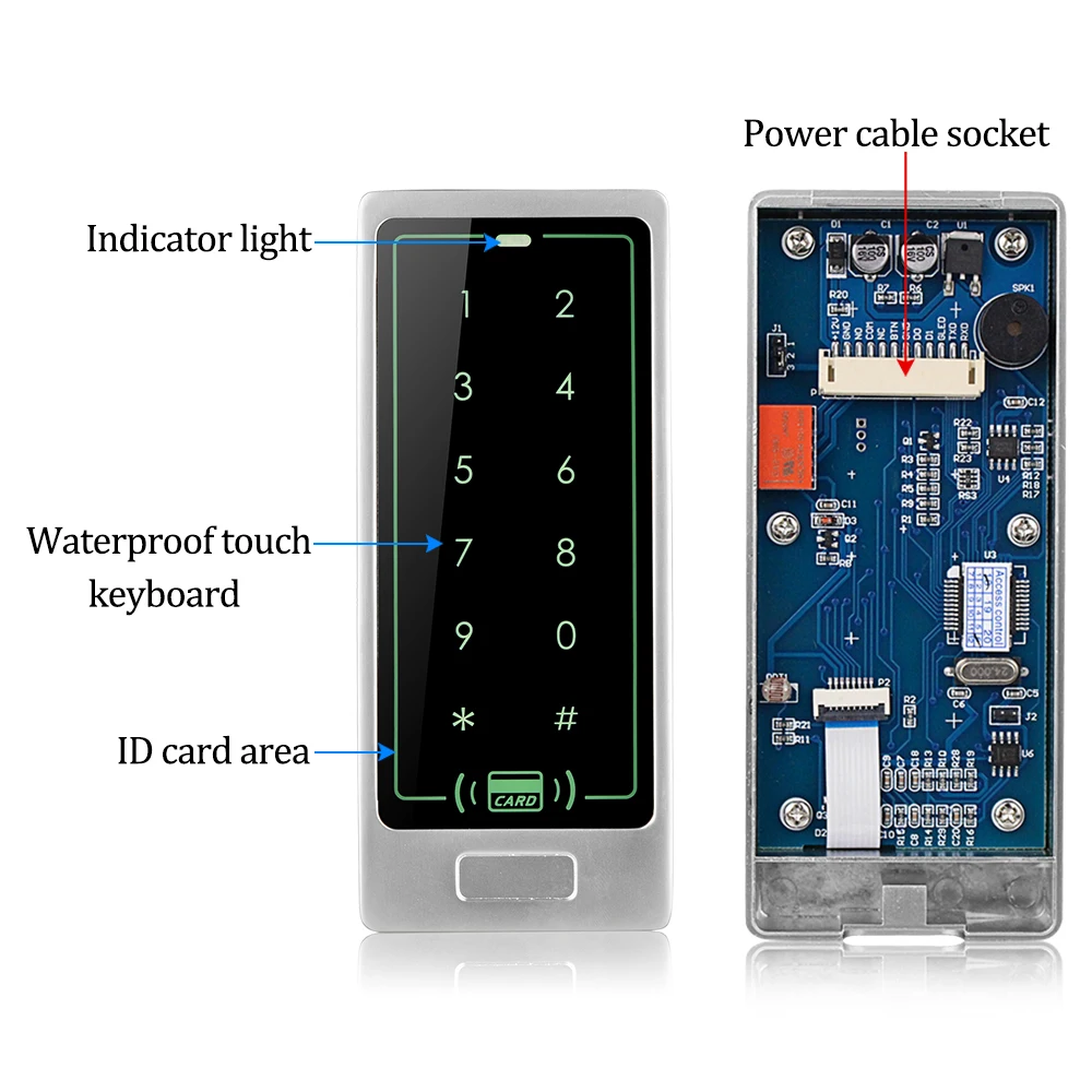 IP65 металлическая RFID 125 кГц 8000 пользователей Водонепроницаемая клавиатура