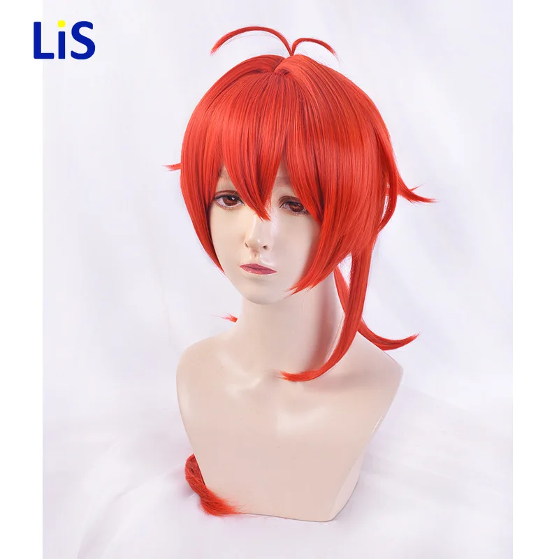 

In Stock Diluc Wig Genshin Impact Cosplay Red Hair Long Curly Styled Heat Resistant for Adult Men Women Halloween Role Play
