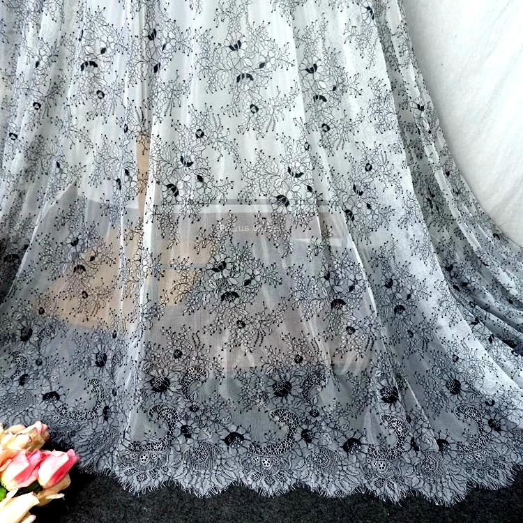 

Grey-Black Evening Gowns Lace Fabric Material 1Piece 1.5x3M High Quality