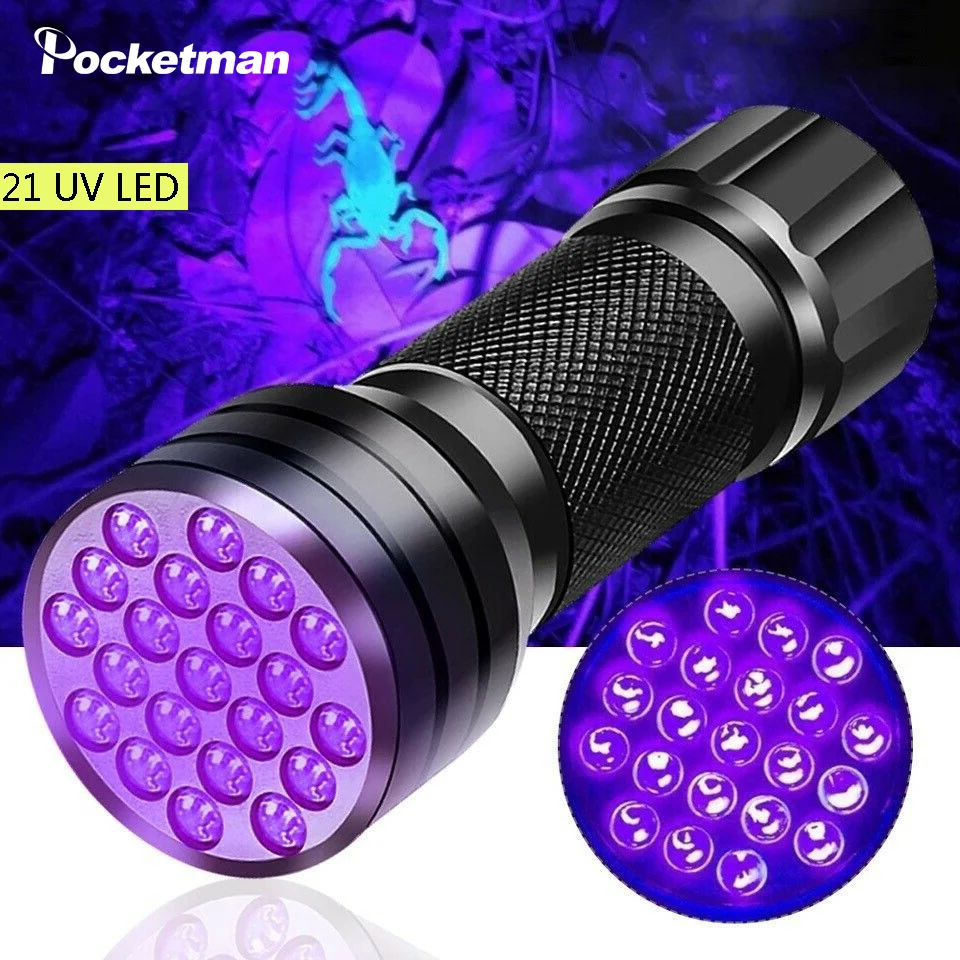

UV Flashlight 21LED 9LED UV Light 395-400nm LED UV Torch linterna Ultraviolet Black Light Lamp For Dog Urine Stain Detection