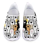 Женские кроссовки INSTANTARTS на плоской подошве, дышащие сетчатые Сникерсы для прогулок, с мультяшным рисунком лап и собак, Летние слипоны