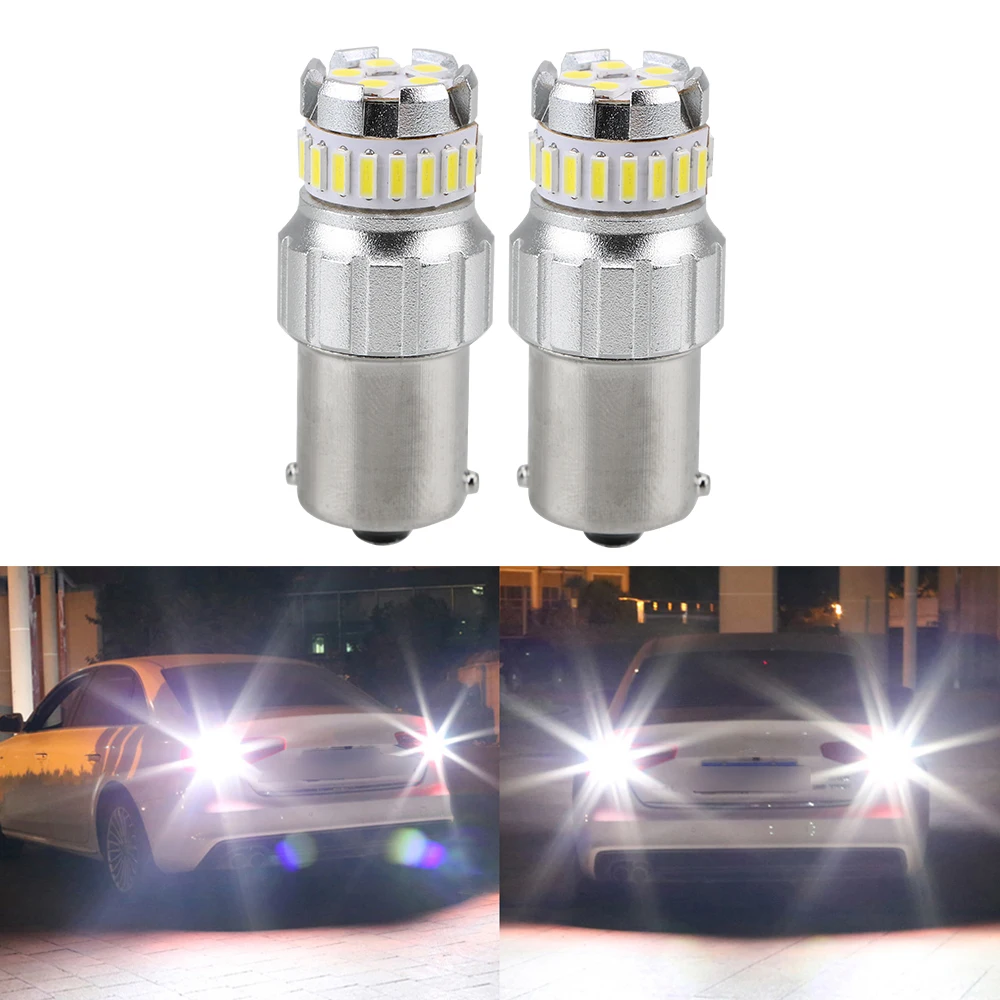 

DRL Автомобильные светодиодные лампы 6500K белый супер яркий 2 шт. 3030 4014 SMD дневные ходовые огни Светодиодный в 1156 7443 3157/3156 T15 светодиодный свет