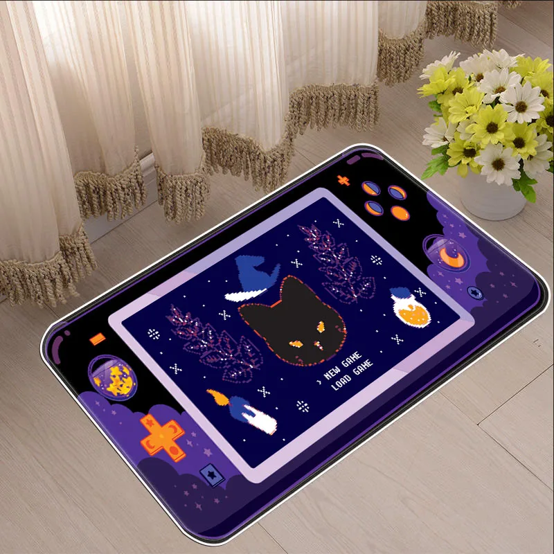 

3D Print Kawaii Cartoon Violet Cat Piso Bathroom Kitchen Mat Entrance Doormat Home Bedroom Modern Carpet Balcony Floor Mat Rug
