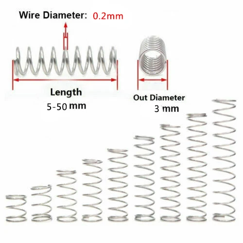 

0.2mm Wire Dia. 3mm Outside Dia. Compression Spring 304 Stainless Steel