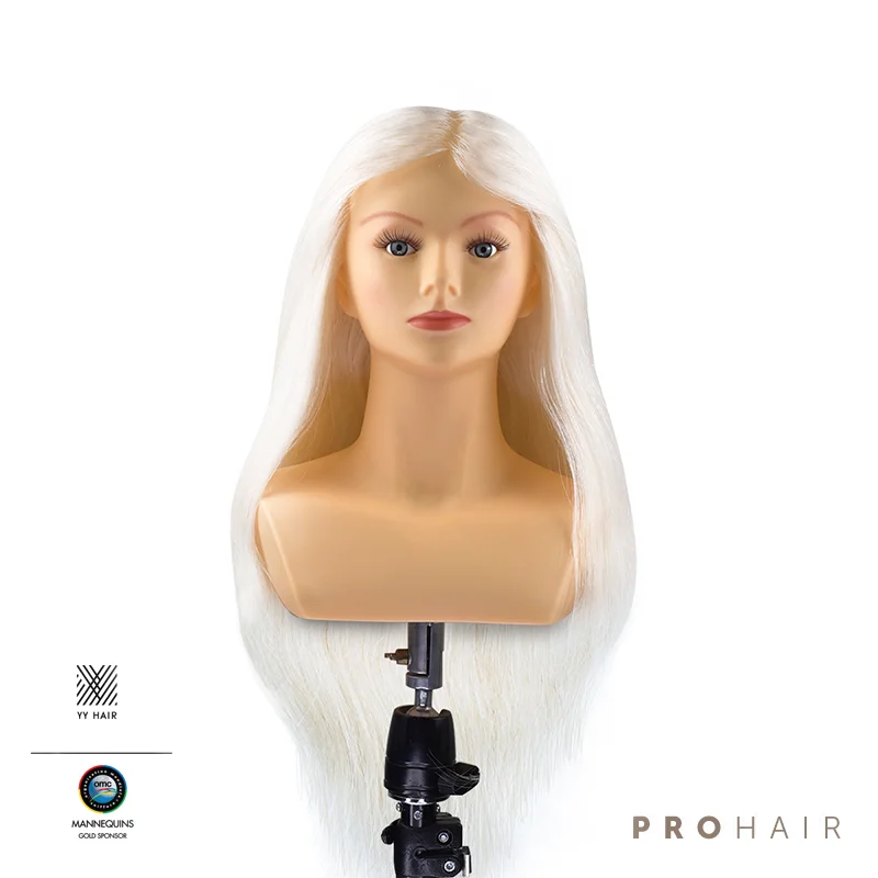 Mannequin-Head 40CM 16'' 100% White Goat Hair Competition Head Hairdressing Mannequin Doll Head for Hairdressers