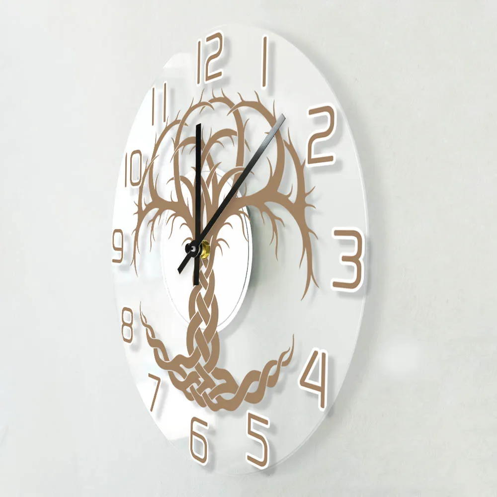 Кельтские бесшумные настенные часы с деревом жизни современный дизайн