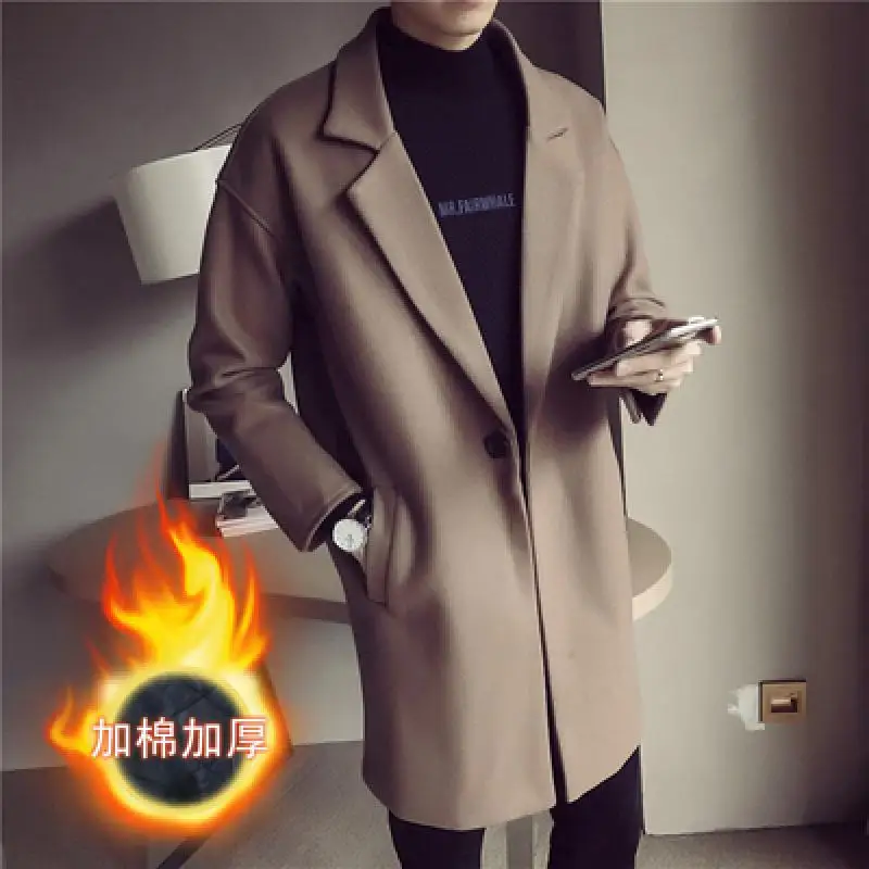 

Men Korean Fashion Winter Fleeced Jacket Coats 2021 Wool Coat Mens Oversized Harajuku Overcoat Male Japanese Streetwear Jackets