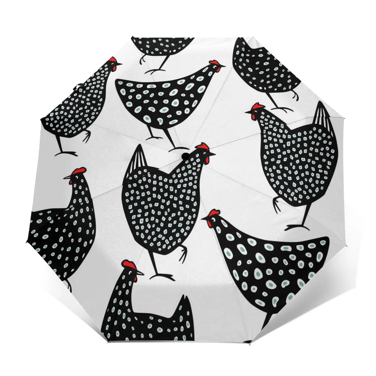 Miglior Resistente Al Vento Pieghevoli Donne Ombrello Automatico Auto Nero Macchiato Polli Farm Antivento Ombrelli Da Pioggia Per Gli Uomini Parasole