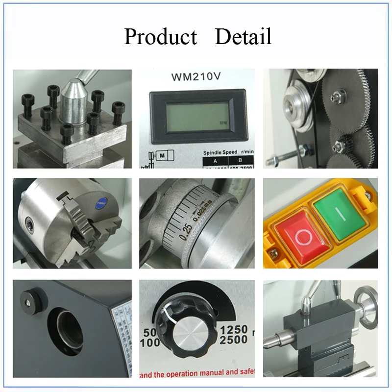 Мини-токарный станок переменный отверстие шпинделя 38 мм бесщеточный двигатель
