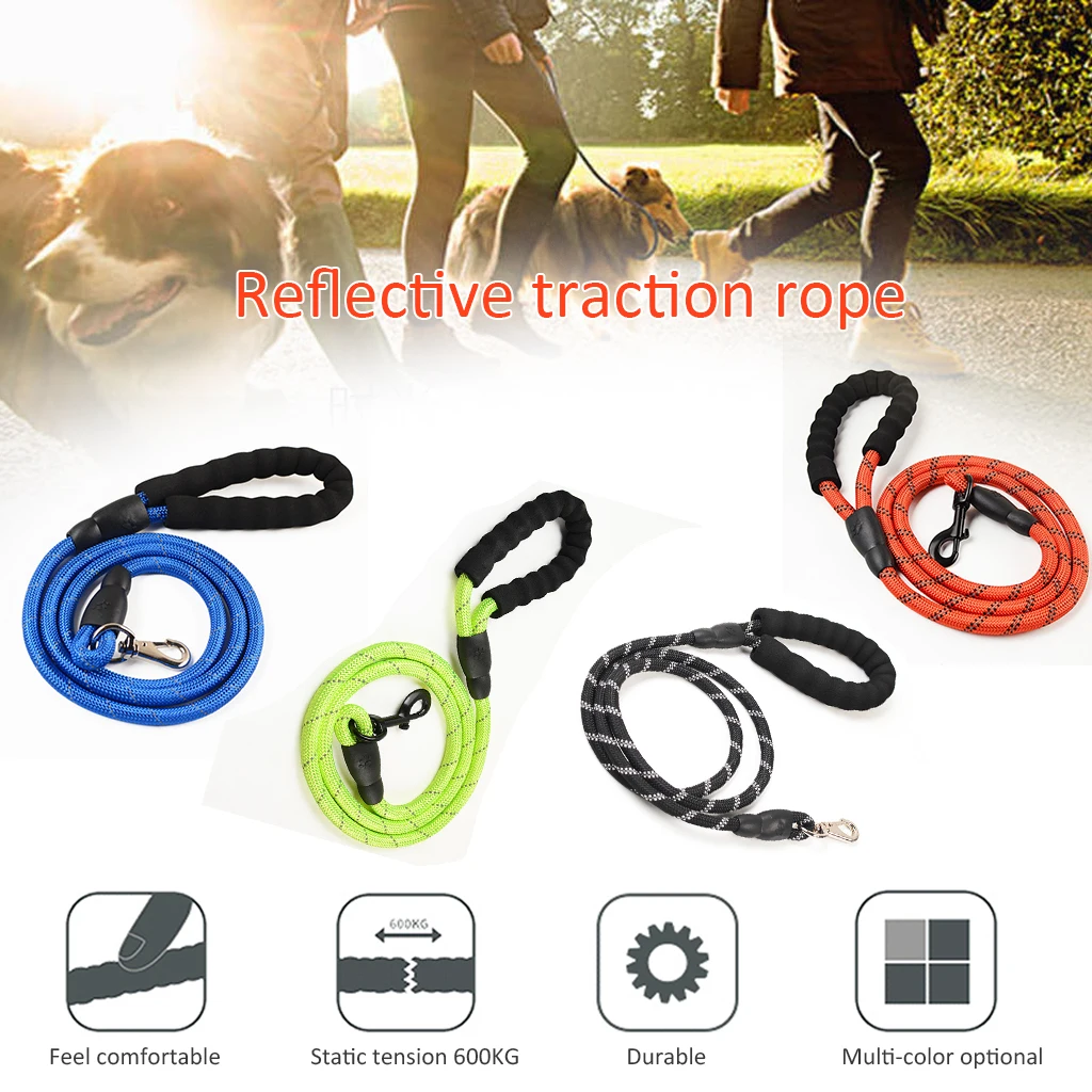Качественный толстый нейлоновый собачий поводок удобный Светоотражающий