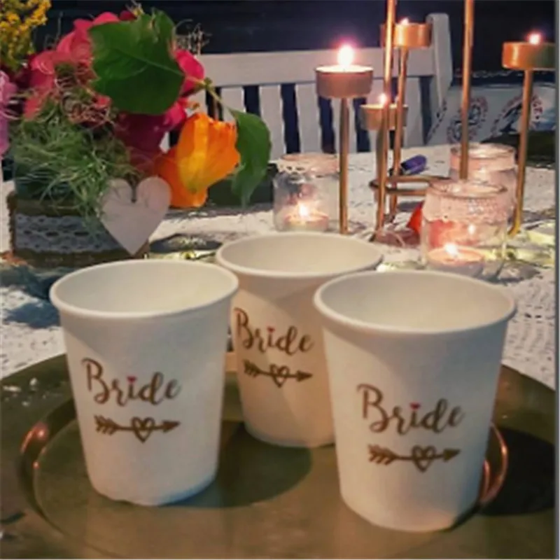 

10pc Disposable Water Glass Wedding Decorations Bride To Be Wedding Decoration Bachelor Party Girls Drinking Props Bridal Shower