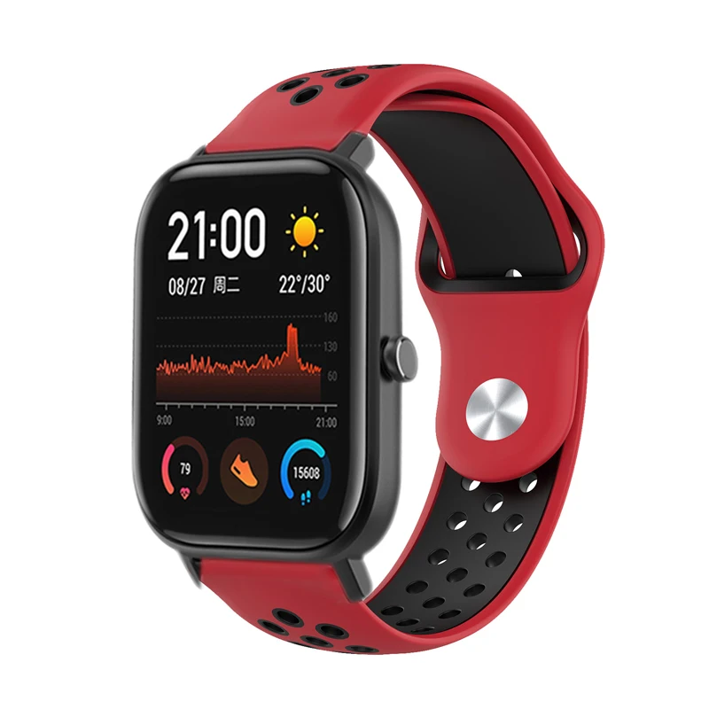 Спортивный ремешок для huami Amazfit gts/GTR 47 мм/42 мм/BIP lite/1/2/2S 20 мм/22 мм дышащий браслет