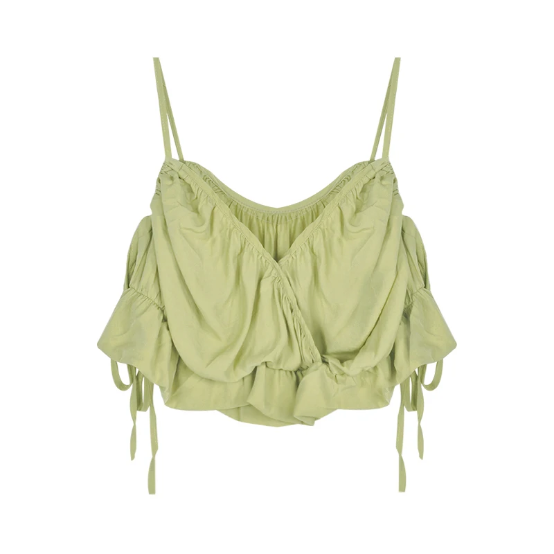 

Ruffled Camisole Female Spring and Summer Cute Design Sense Niche Loose Short Outer Wear Outer Wear Inner Base Vest